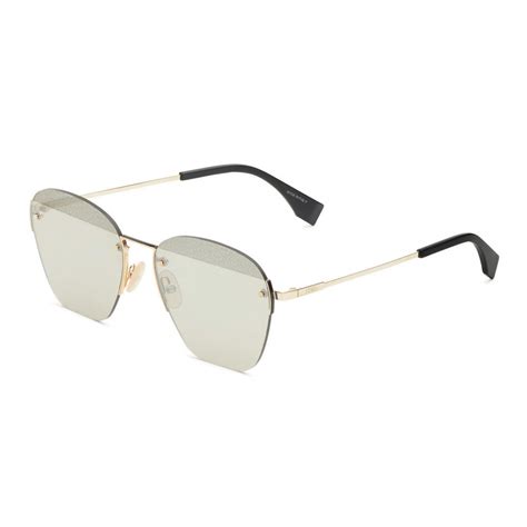 fendi gold rimmed sunglasses|Fendi geometric rimless aviator sunglasses.